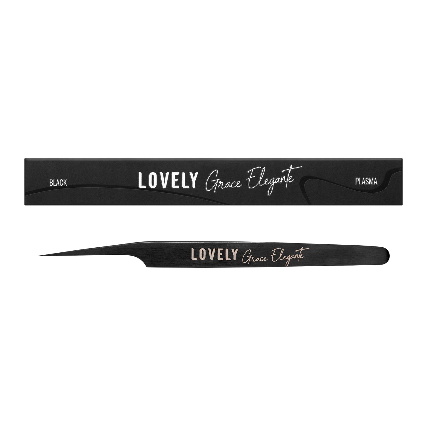Standard Straight with band Eyelash Extension Tweezers NanoFiber Lovely, Grace Elegante Black series