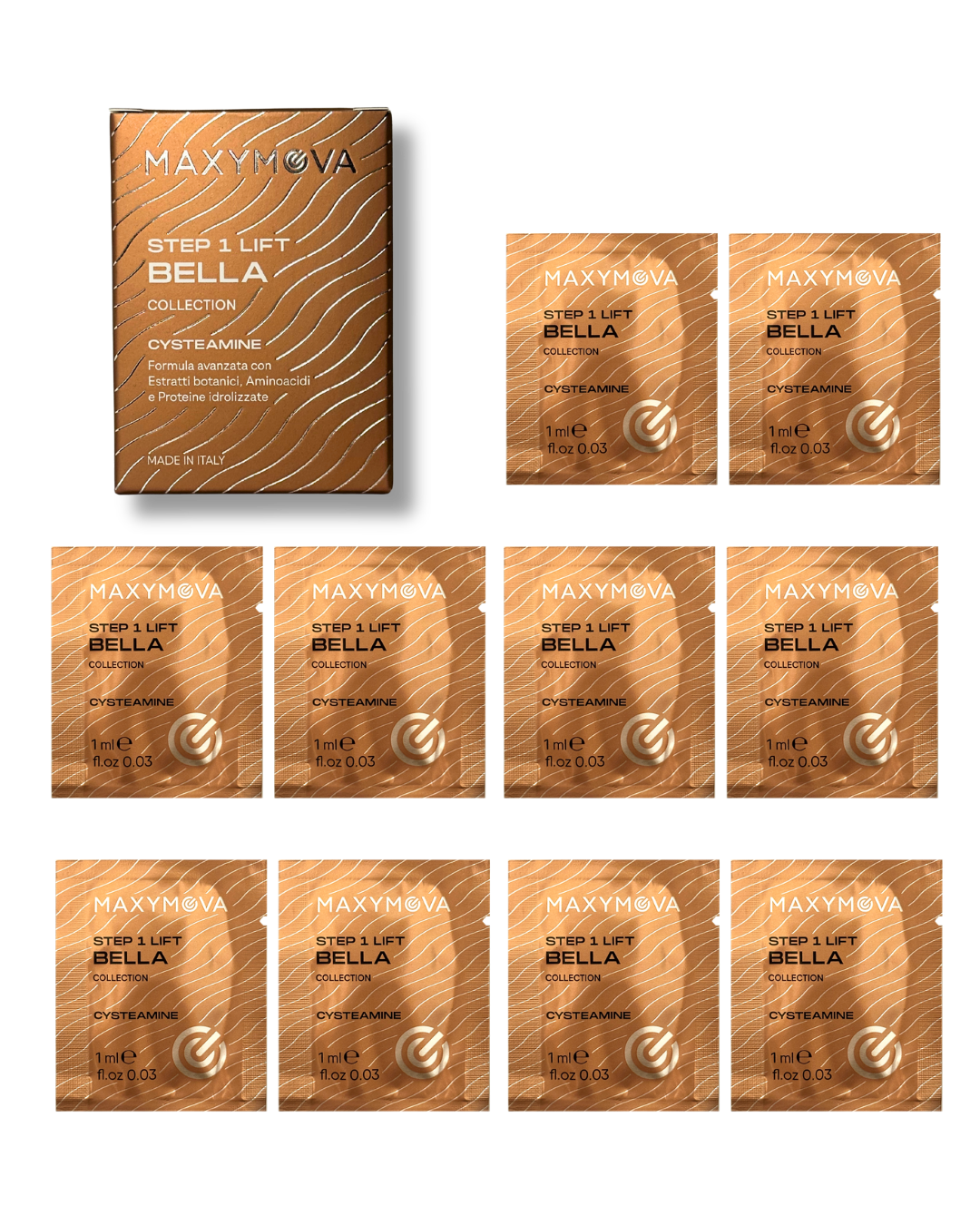 Bella Step 1 LIFT Cysteamine Lamination Monodose Sachets – Bella Collection Korean Lash & Brow System – 10 x 1 ml