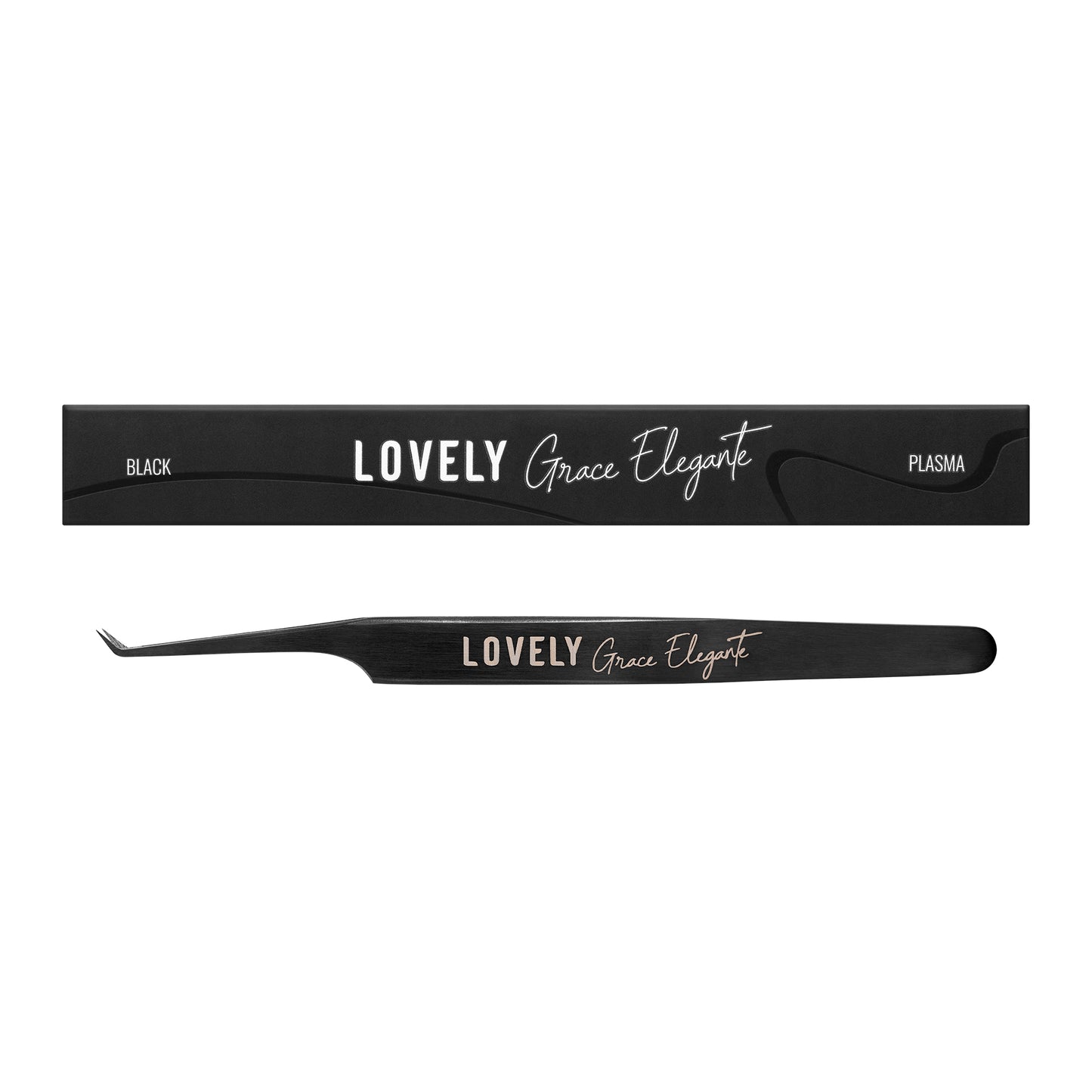 Eyelash Extension Tweezers NanoFiber Lovely, Grace Elegante Black series, 45 degrees, 5 mm